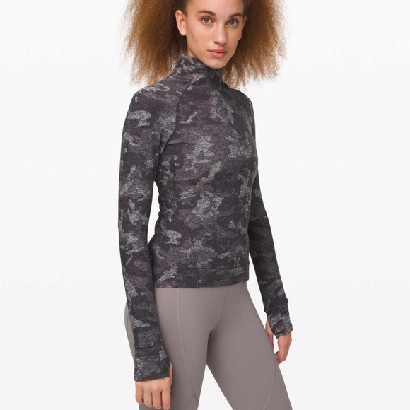 lululemon athletica Tops - LULULEMON Outrun the Elements 1/2 Zip, Incognito Camo HTR Black, size 12